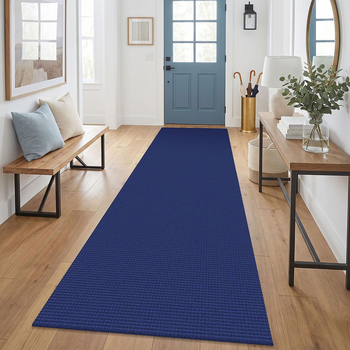 EARTHALL Woven Area Rug 3x5 Ft Washable Rugs for Entryway Braided Non Slip Rubber Backed Throw Rugs Door Mat Indoor Outdoor Entrance Cotton Carpet for Kitchen Foyer Front Door, Orange/Tan/Brown