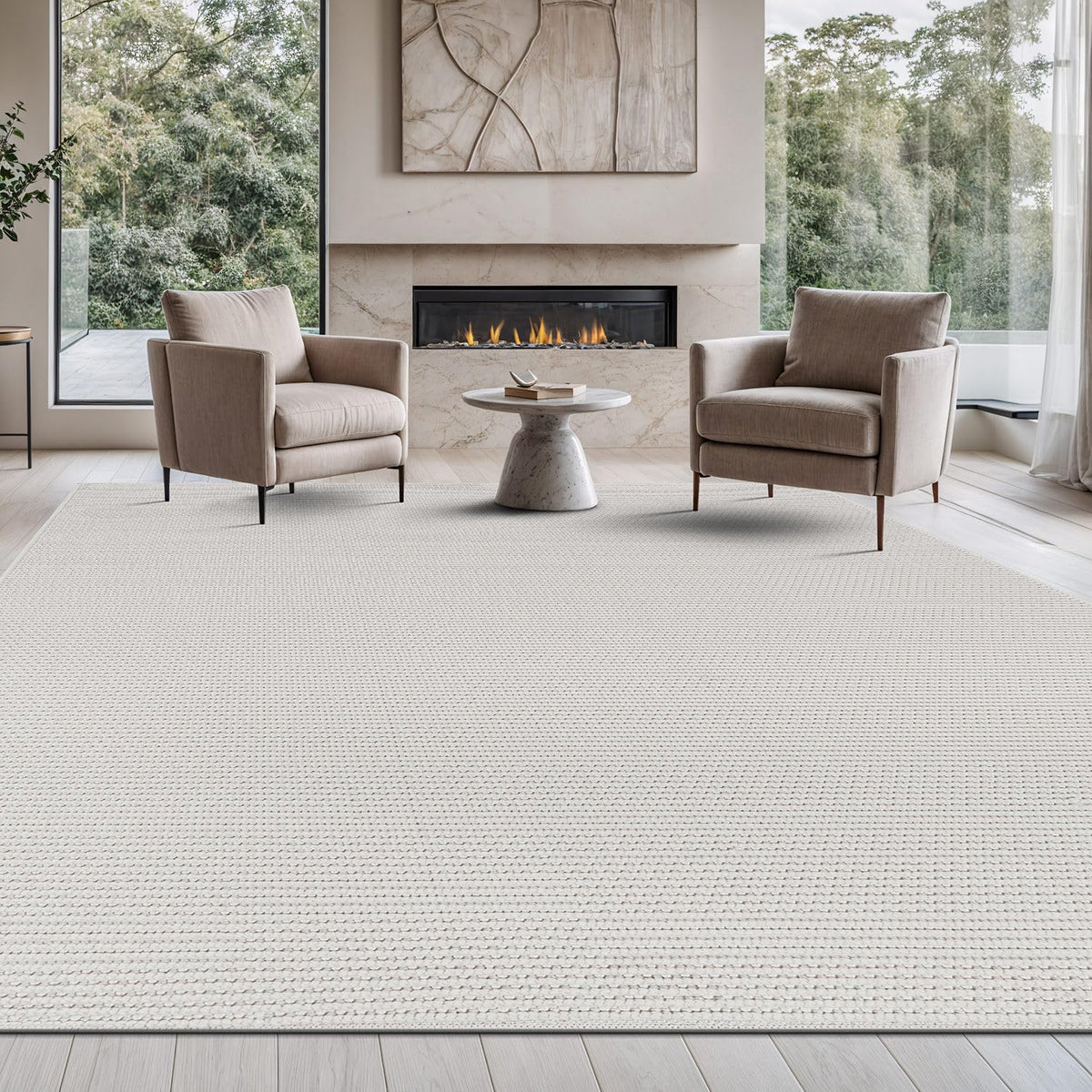 Beverly Rug Micro Loop Large Area Rug White 10x14 Modern Luxury Trellis Geometric Durable Indoor Area Rugs for Living Dining Room Office Stain Resistant Non Shedding Casual Indoor Carpet White 10x14