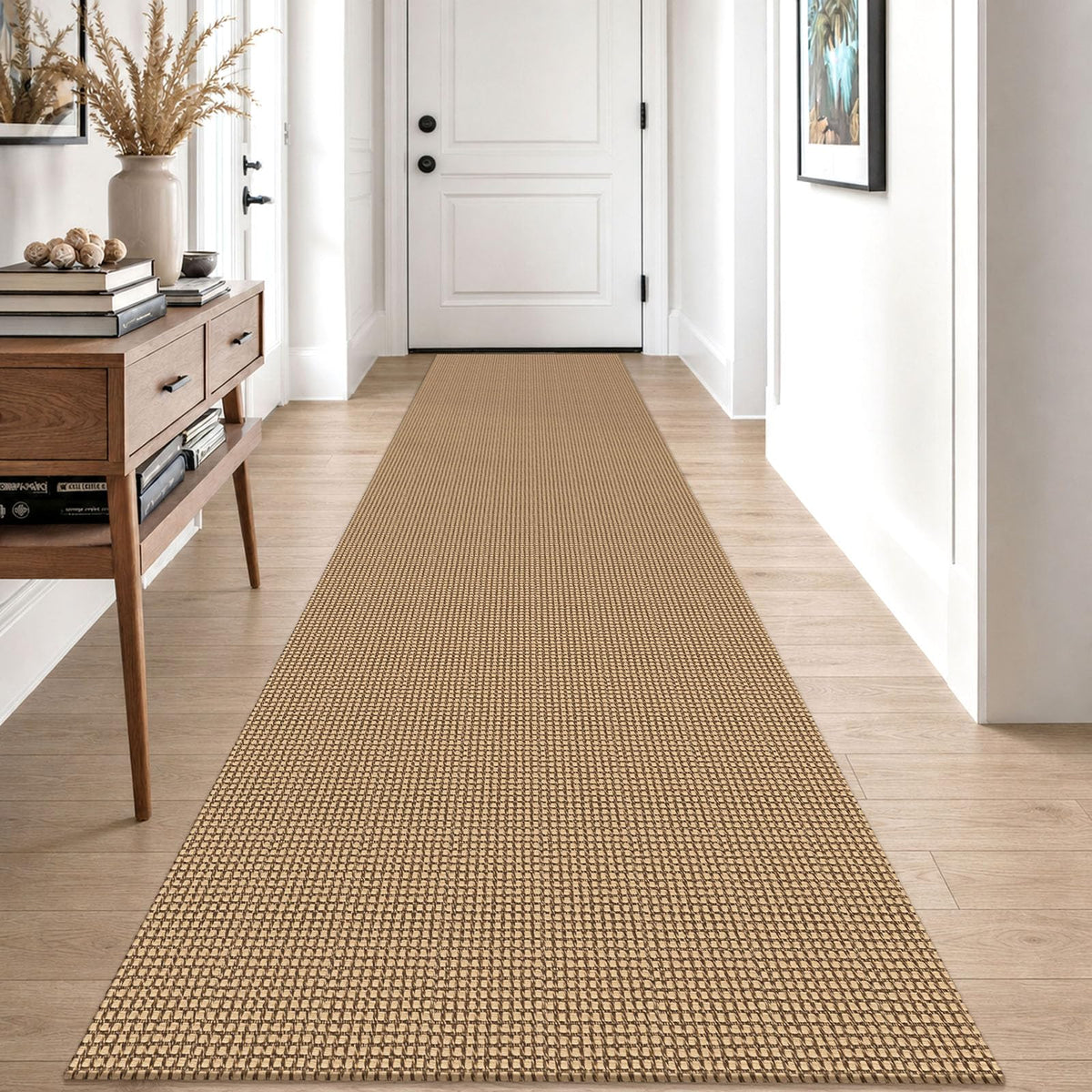 EARTHALL Woven Area Rug 3x5 Ft Washable Rugs for Entryway Braided Non Slip Rubber Backed Throw Rugs Door Mat Indoor Outdoor Entrance Cotton Carpet for Kitchen Foyer Front Door, Orange/Tan/Brown