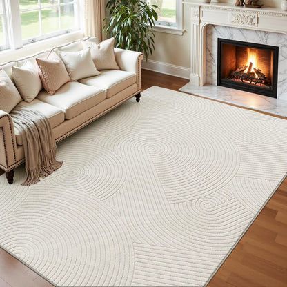 U'Artlines 5x7ft Washable Area Rug for Living Room, Beige