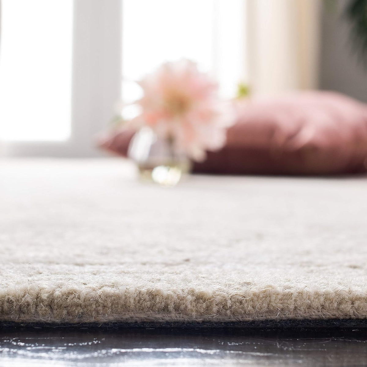 SAFAVIEH Area Rug 8x10 - Micro-Loop Collection - Large - Beige & Grey, Handmade Wool, Ideal for Living Room, Bedroom, Office, Dining Space (MLP377B)