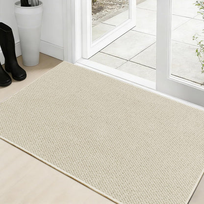 Faux Jute Area Rug 4'x6', Washable & Non-Slip, Grey & White
