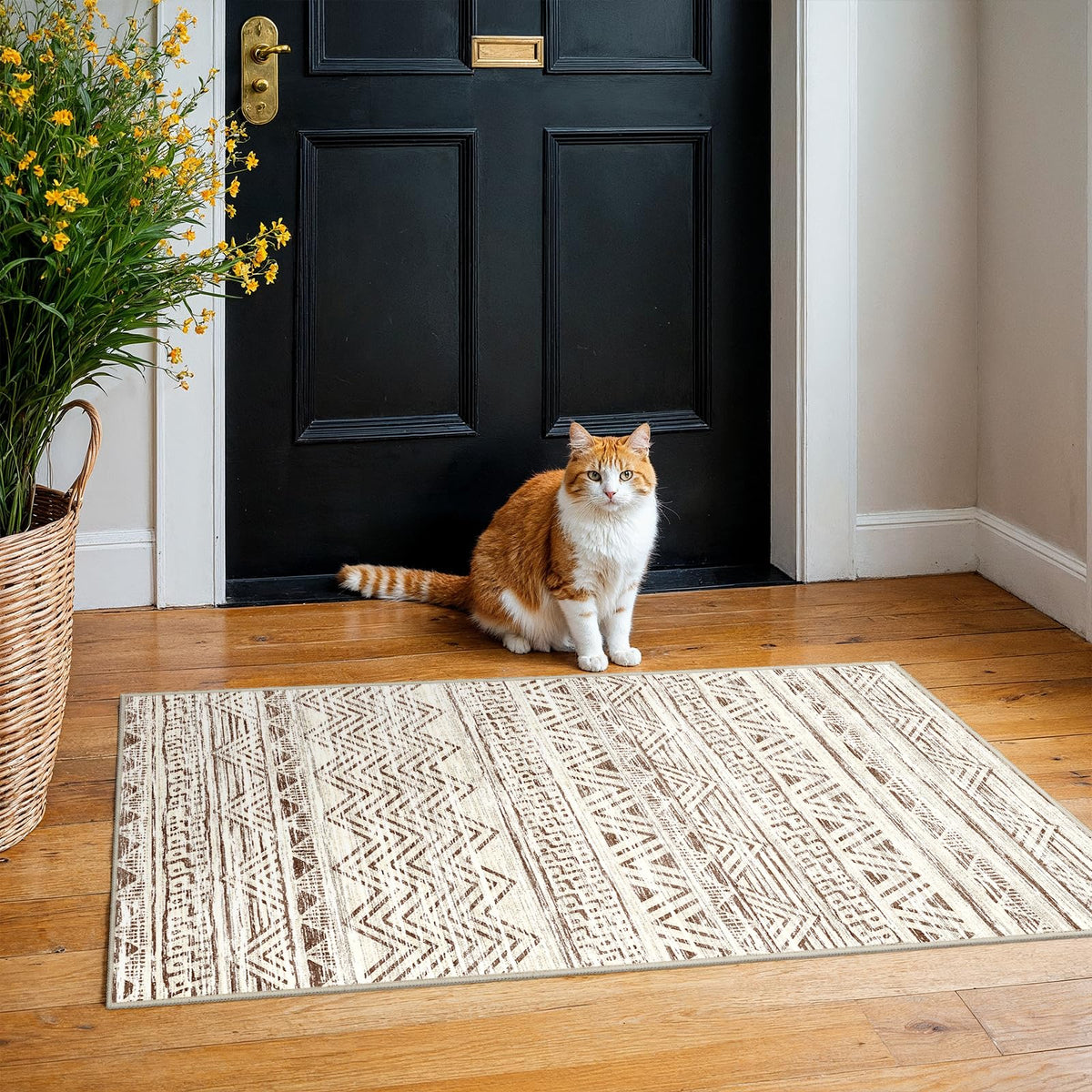 2'6"x8 Runner Rug Washable Moroccan: Non Slip Kitchen Long Floor Mat Gray