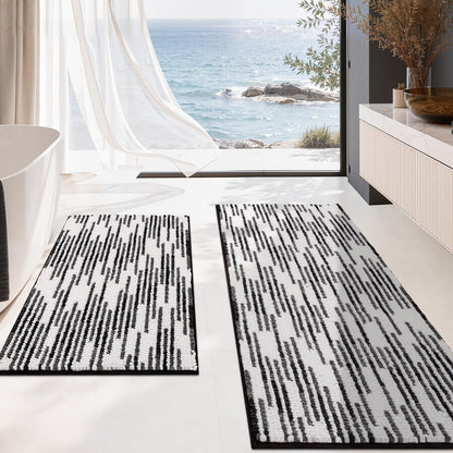BSICPRO Bathroom Rugs Sets 2 Piece, Modern Bath Mat 20"x47"+20"x32", Blue