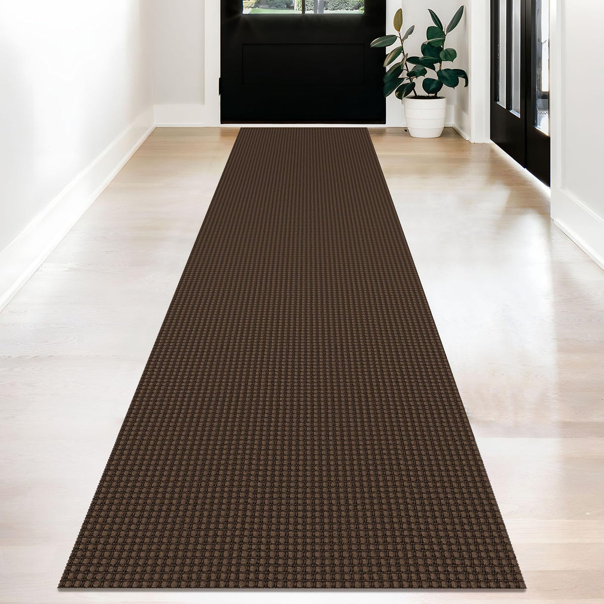 KOZYFLY Extra Long Runners for Hallways 3x20 ft Washable Kitchen Runner Non Slip Rubber Backed Hallway Rug Cotton Entryway Runner Rug Floor Carpet for Indoor Hall, Kitchen, Stair, Black/Dark Grey
