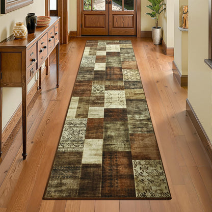 DweIke Washable Area Rugs 5x7 for Living Room, Modern Geometric Green Soft Patchwork Carpet, Non-Slip Stain Resistant Throw Rug for Bedroom Dining Room Office Home Decor