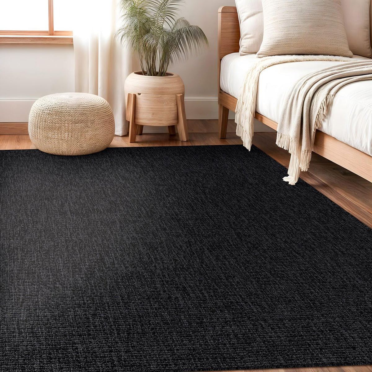 Beverly Rug Easy Jute Bordered Rug 10x14 Washable Large Indoor Outdoor Area Rugs for Living Dining Room Patio Office Stain Resistant Non Shedding Casual Indoor Outside Carpet 10 x 14 Off-White