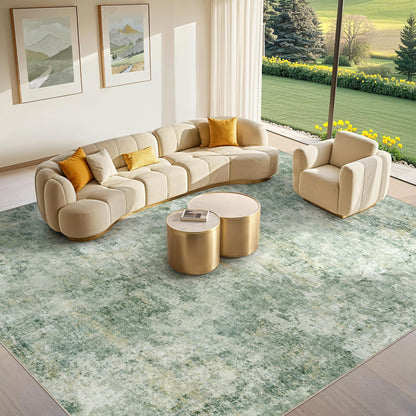 Tortania Washable 8x10 Area Rug for Living Room: Modern Abstract Neutral Large Soft Thin Rugs - Non Slip Indoor Carpet for Bedroom Dining Room Office Nursery Home Floor Decoration - Smoky Gray
