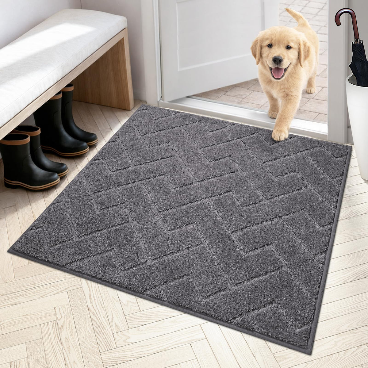 PURRUGS Dirt Trapping Door Mat Indoor Entrance, 32" x 47", Taupe
