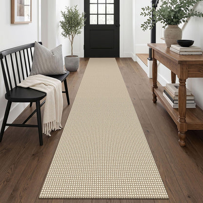 EARTHALL Woven Area Rug 3x5 Ft Washable Rugs for Entryway Braided Non Slip Rubber Backed Throw Rugs Door Mat Indoor Outdoor Entrance Cotton Carpet for Kitchen Foyer Front Door, Orange/Tan/Brown