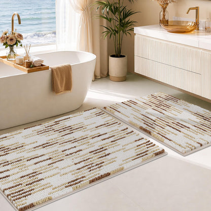 BSICPRO Bathroom Rugs Sets 2 Piece, Modern Bath Mat 20"x47"+20"x32", Blue