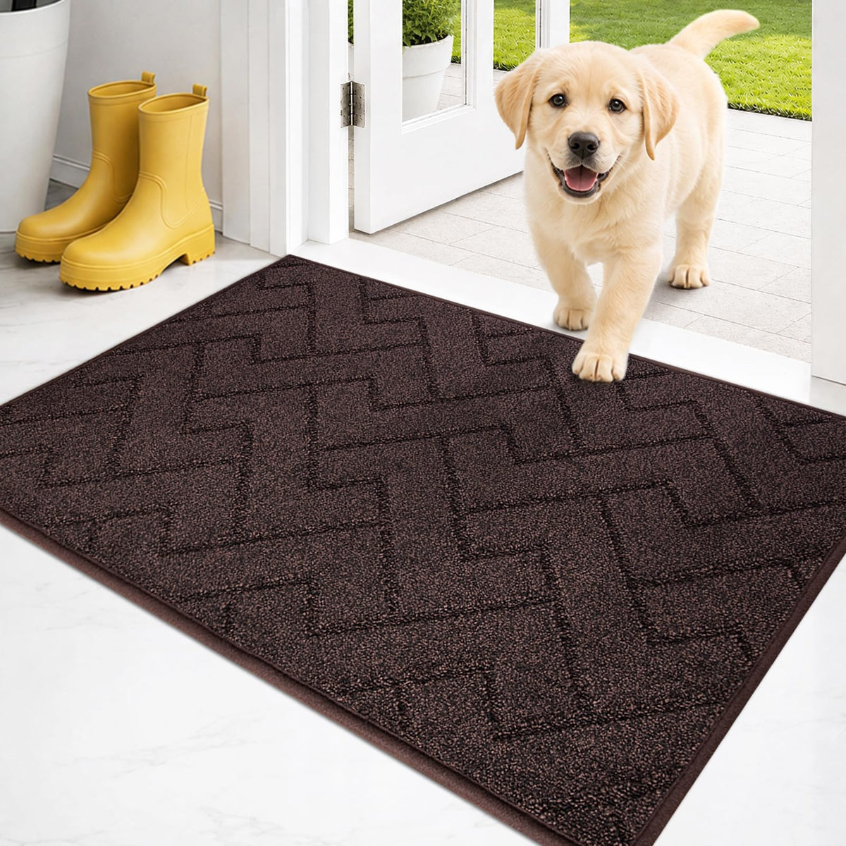 PURRUGS Dirt Trapping Door Mat Indoor Entrance, 32" x 47", Taupe