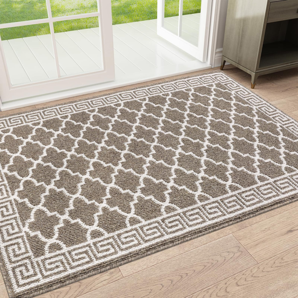 Pauwer Door Mat Indoor Entrance 20"x60", Absorbent Dirt Trapper Rugs, Grey