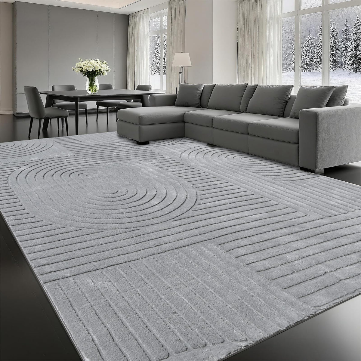 Brown Solid Area Rug 9x12 Large Washable Soft Rugs for Living Room