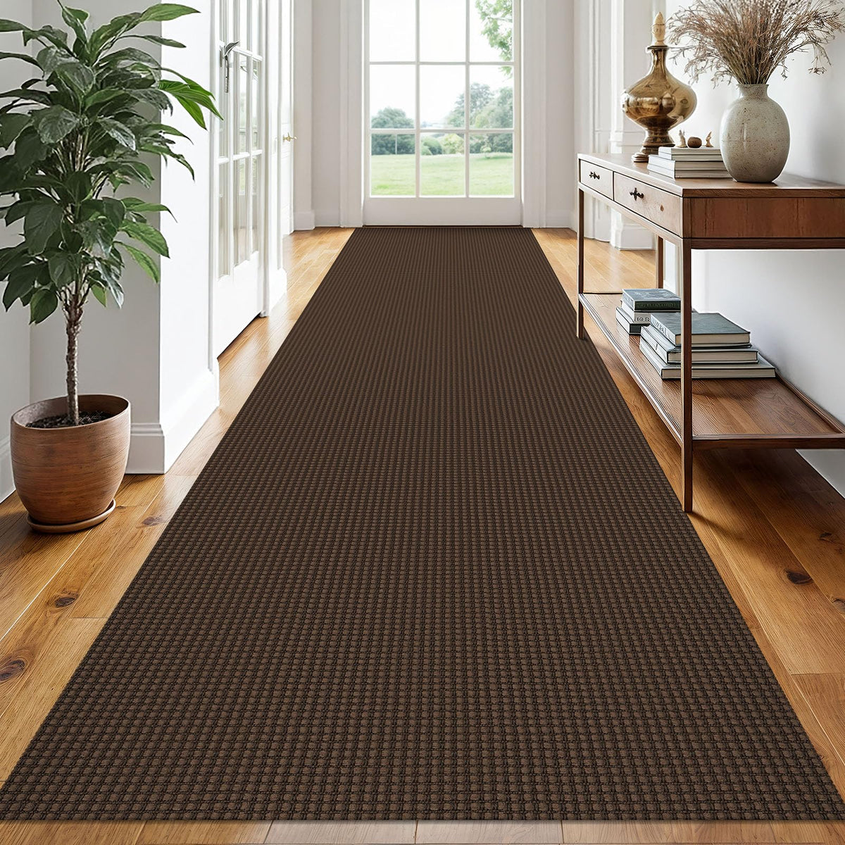 EARTHALL Woven Area Rug 3x5 Ft Washable Rugs for Entryway Braided Non Slip Rubber Backed Throw Rugs Door Mat Indoor Outdoor Entrance Cotton Carpet for Kitchen Foyer Front Door, Orange/Tan/Brown