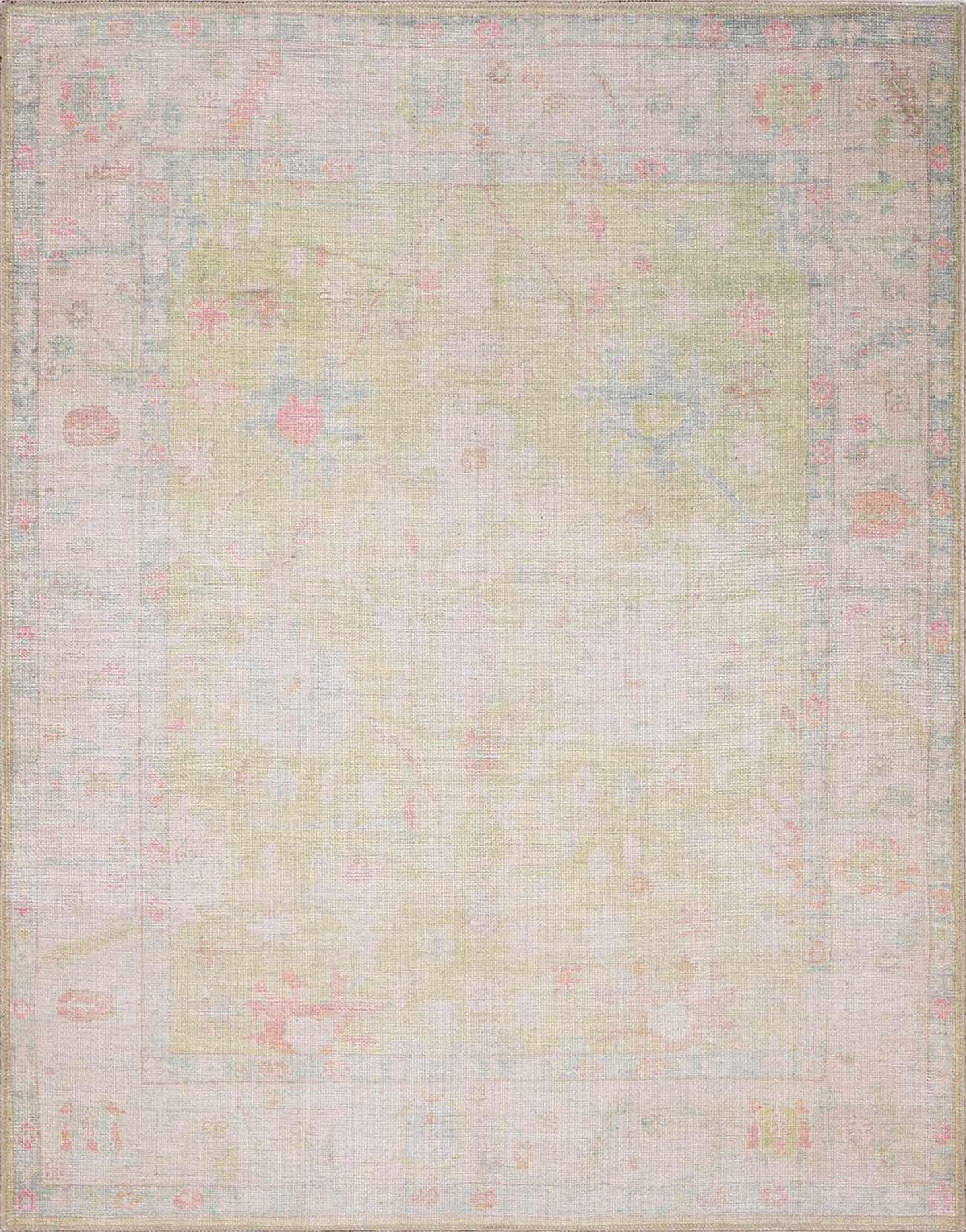 BoutiqueRugs Washable Ivory Medallion 2x4 Accent Rug Traditional Sand Light Blue Brown Analu Entryway Bedside Nursery Mudroom Bathroom Powder Room 2'7" x 4' Easy Clean Stain Resistant