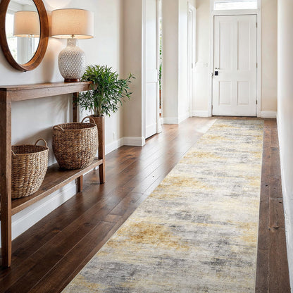 2'6"x8 Runner Rug Washable Moroccan: Non Slip Kitchen Long Floor Mat Gray