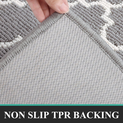 Pauwer Door Mat Indoor Entrance 20"x60", Absorbent Dirt Trapper Rugs, Grey