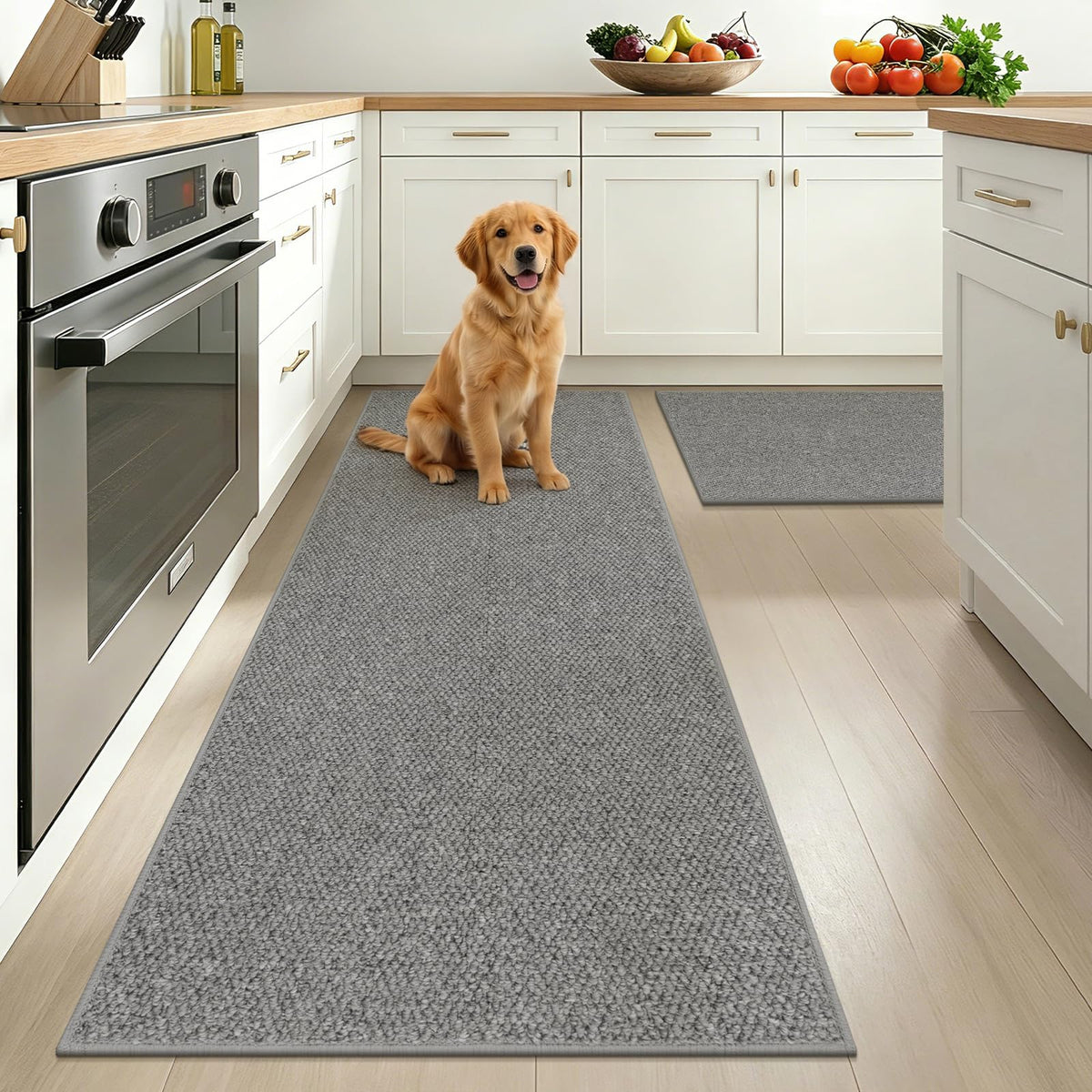 HEBE Kitchen Rugs Set of 2, Non Slip Washable Kitchen Mats for Floor