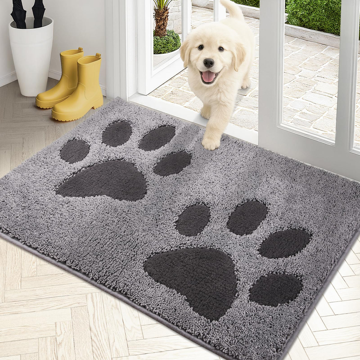 PURRUGS Dirt Trapping Door Mat Indoor Entrance, 32" x 47", Grey