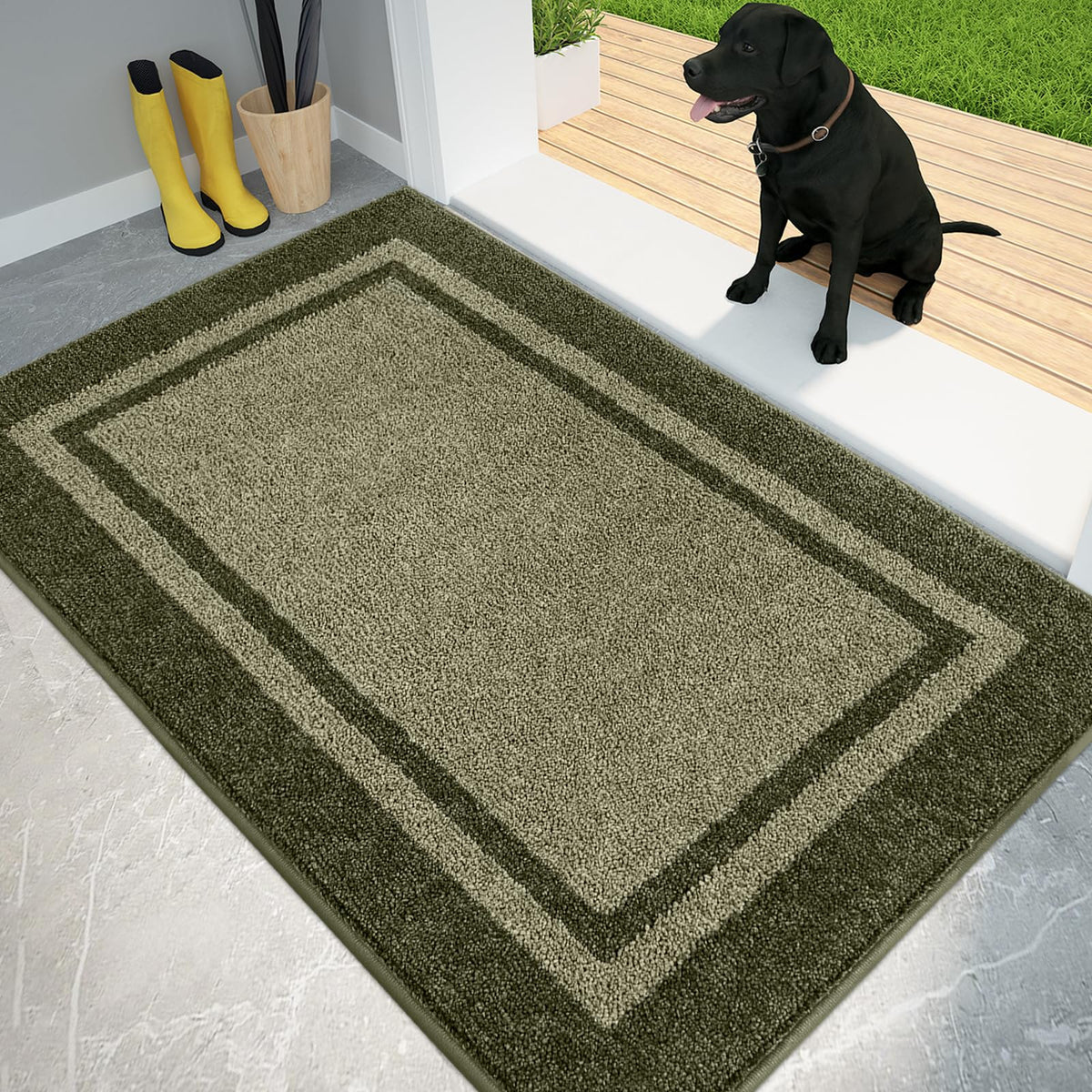 PURRUGS Dirt Trapping Indoor Door Mat, 32" x 48", Beige & Grayish Brown