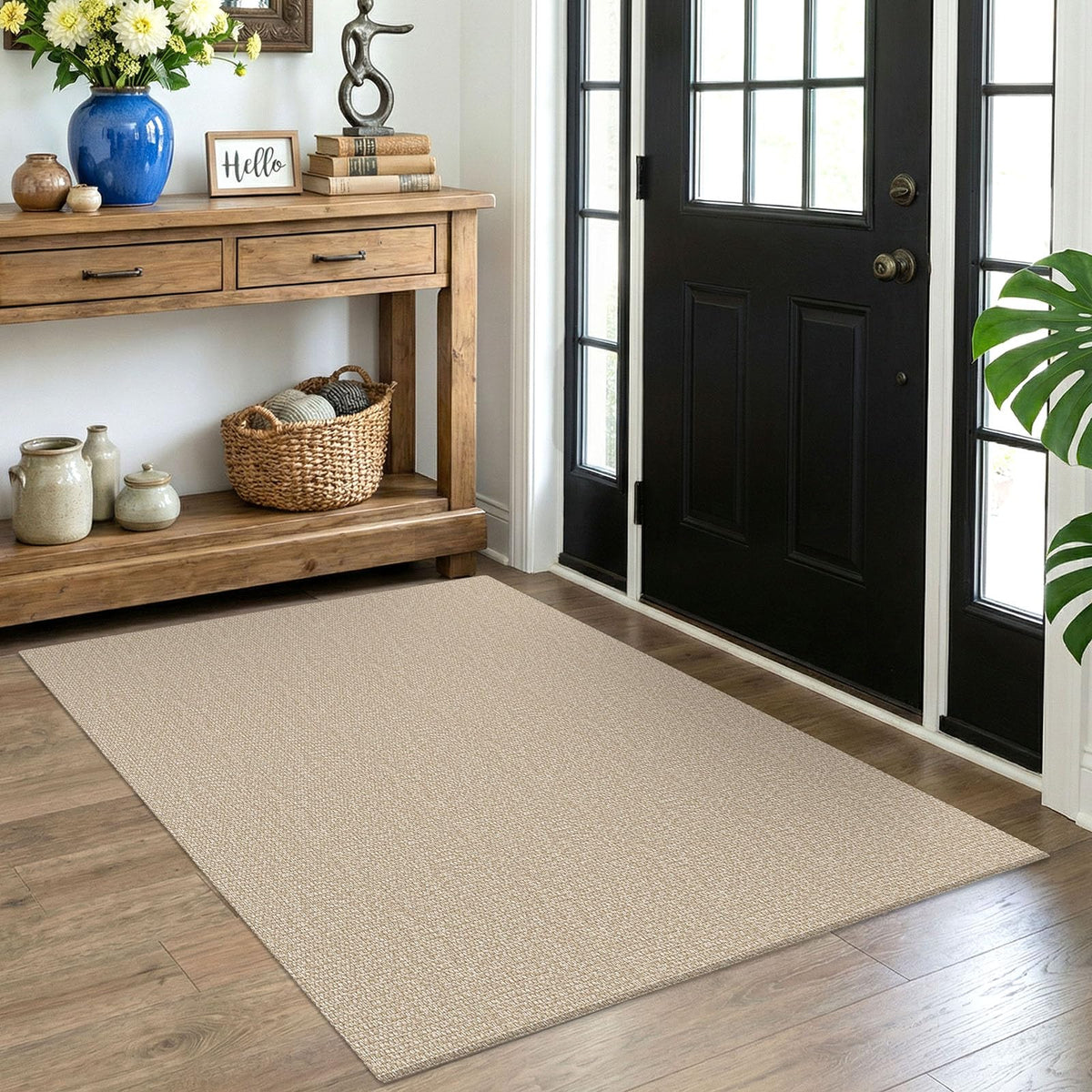 EARTHALL Washable Area Rug, Non Slip Entryway Rug, 4x6 Ft, Sand/Beige