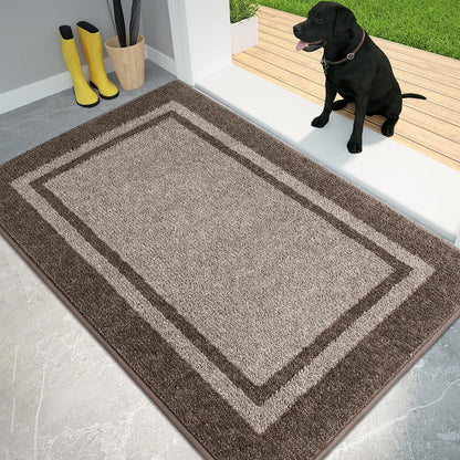 PURRUGS Dirt Trapping Indoor Door Mat, 32" x 48", Beige & Grayish Brown