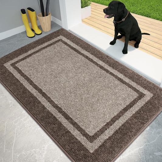 PURRUGS Dirt Trapping Indoor Door Mat, 32" x 48", Beige & Grayish Brown