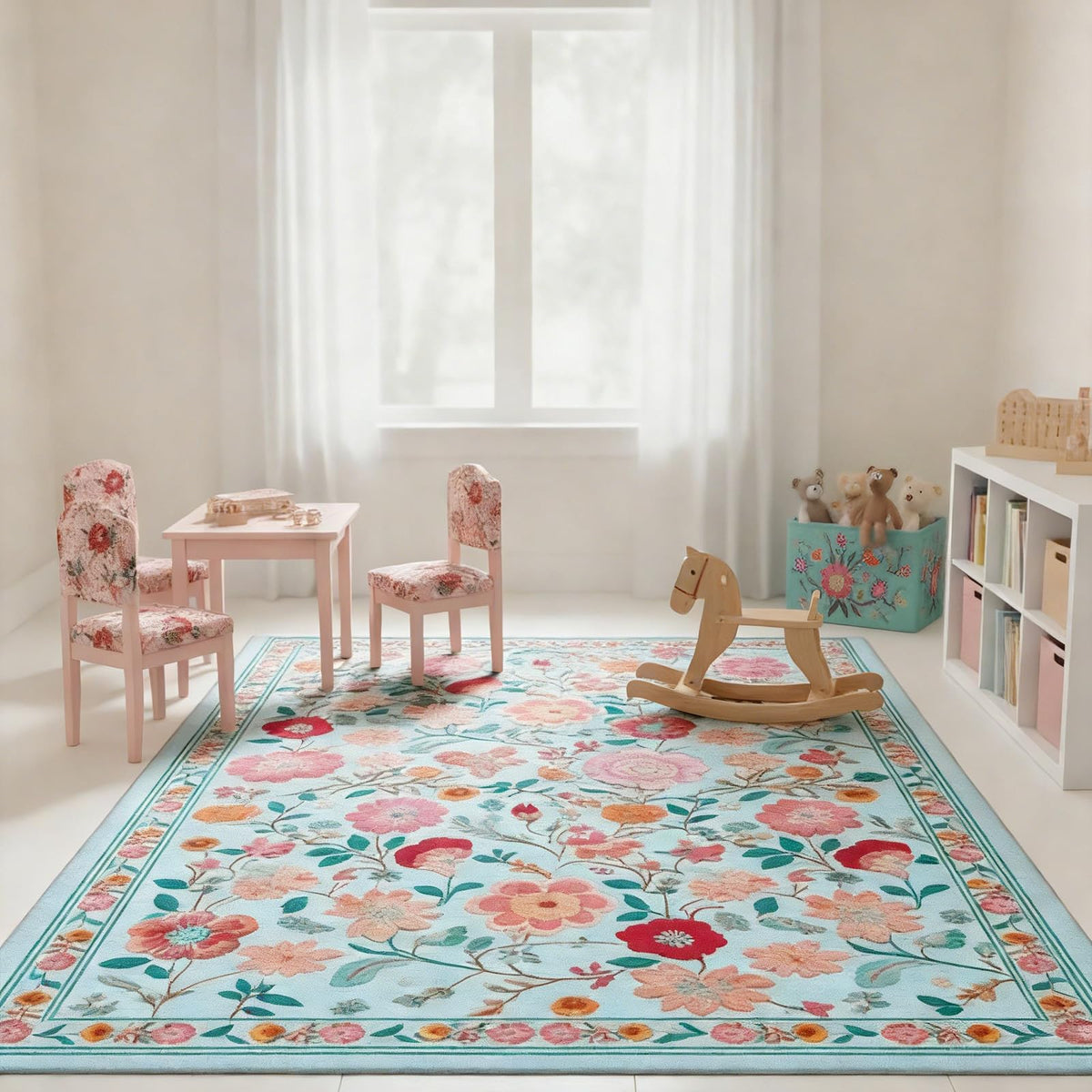 Washable 6x9 Area Rug for Living Room, Non-Slip Large Grey Bedroom Rugs