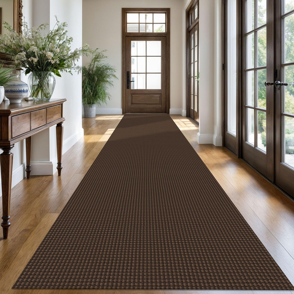 KOZYFLY Extra Long Runners for Hallways 3x20 ft Washable Kitchen Runner Non Slip Rubber Backed Hallway Rug Cotton Entryway Runner Rug Floor Carpet for Indoor Hall, Kitchen, Stair, Black/Dark Grey