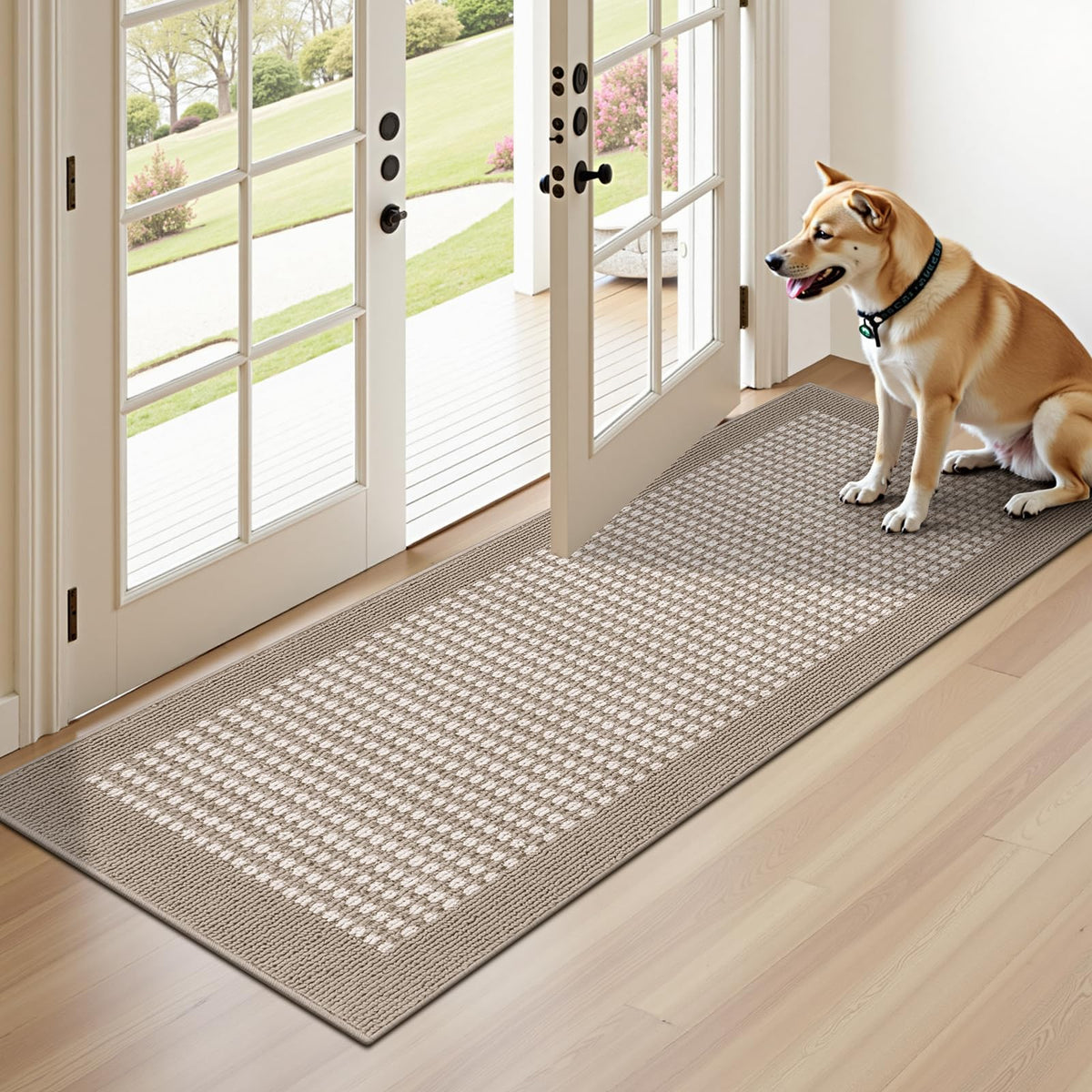 Ileading Laundry Room Runner Rug 2'x6' Non Slip Farmhouse Kitchen Floor Mats with Rubber Backing Machine Washable Beige Indoor Decor Carpet for Doormat Hallway Entryway Petmat Garage Balcony