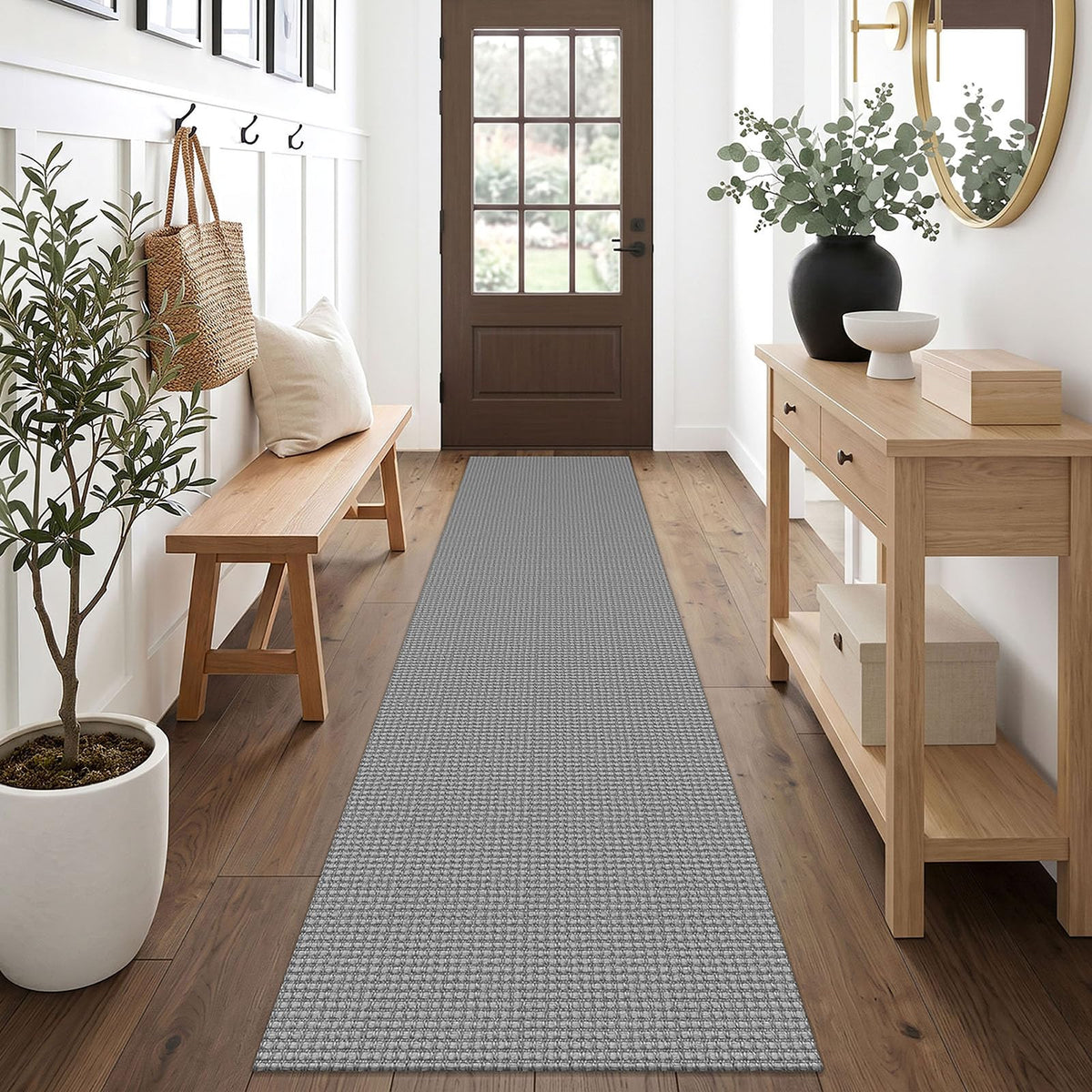 EARTHALL Woven Area Rug 3x5 Ft Washable Rugs for Entryway Braided Non Slip Rubber Backed Throw Rugs Door Mat Indoor Outdoor Entrance Cotton Carpet for Kitchen Foyer Front Door, Orange/Tan/Brown