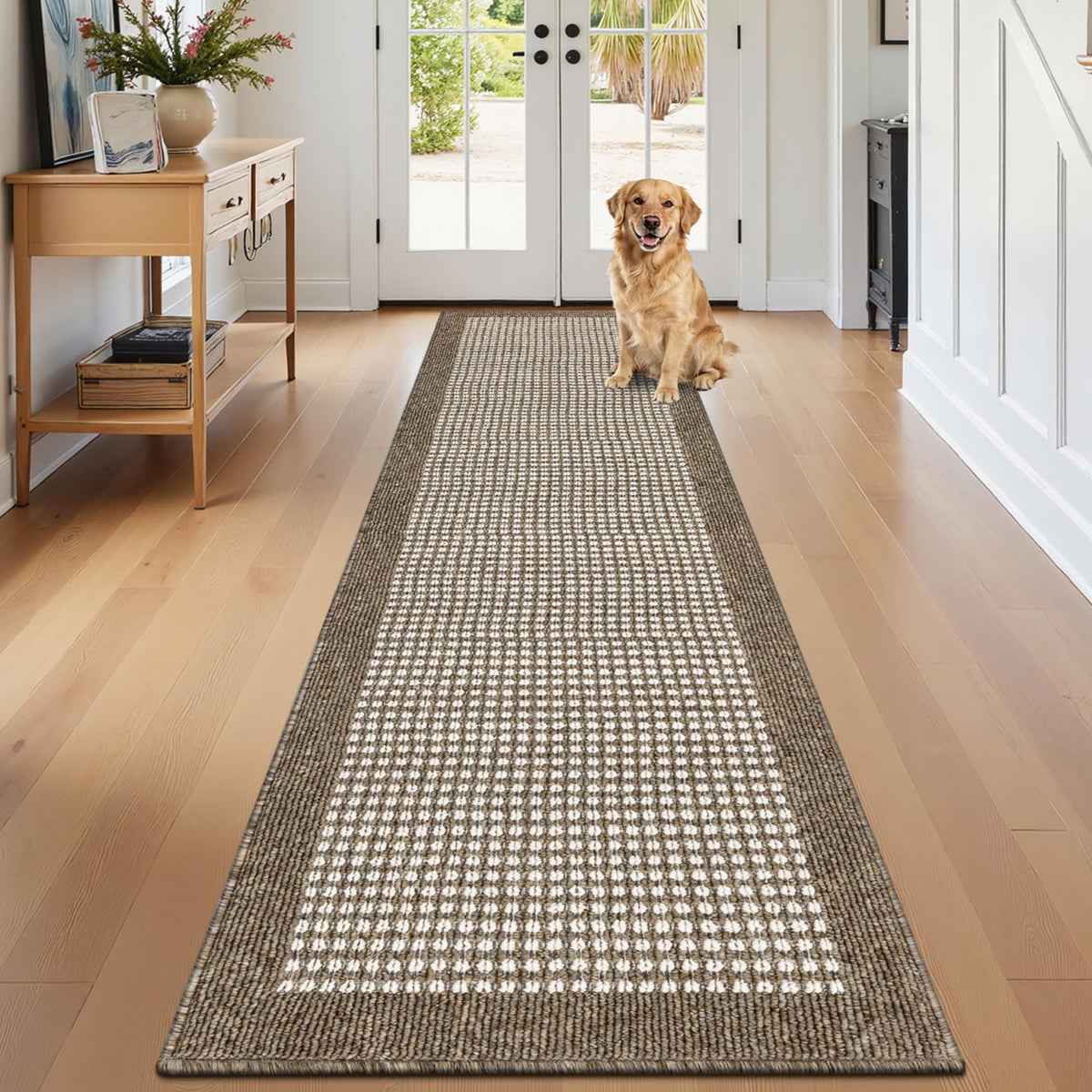Ileading Laundry Room Runner Rug 2'x6' Non Slip Farmhouse Kitchen Floor Mats with Rubber Backing Machine Washable Beige Indoor Decor Carpet for Doormat Hallway Entryway Petmat Garage Balcony