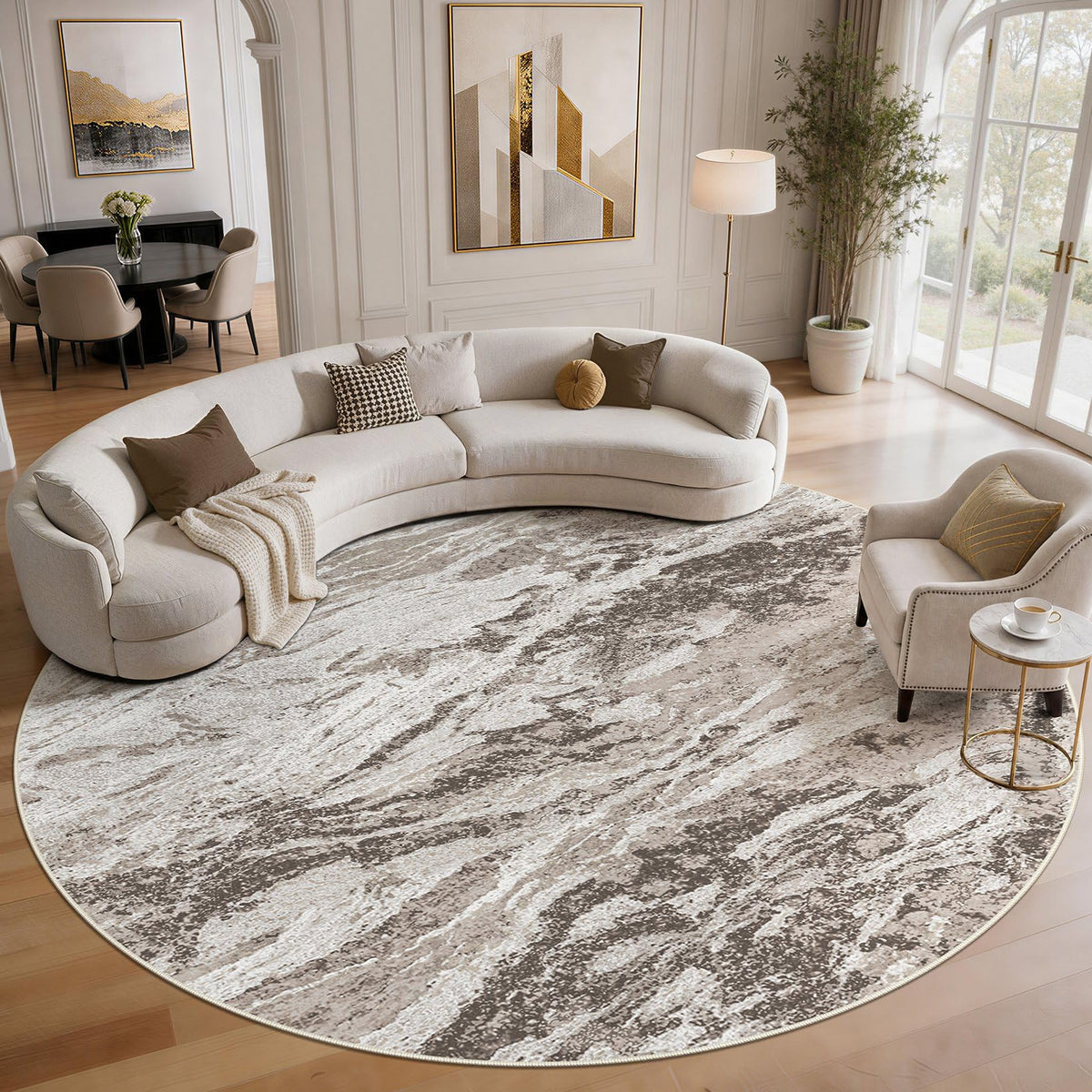 Area Rugs for Living Room: 9X12 Abstract Washable Rug Modern Neutral Large Soft Stain Resistant Non-Slip for Bedroom Dining Room Indoor Home Office Carpet - Blue Brown