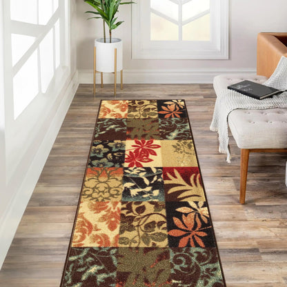Kapaqua Custom Size Grey Ivory Bordered Rubber Backed Non-Slip Hallway Stair Runner Rug Carpet 31 inch Wide Choose Your Length 31in X 11ft