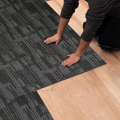 LITA Carpet Tiles Reusable 24" x 24" Squares Indoor/Outdoor 0.25" Pile Height Loop Pile, Non Slip Easy DIY Installation Peel and Stick Carpet Tile, Gray Polypropylene, (18 Tiles) (72 sqft/Box)