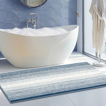 BSICPRO Bathroom Rugs Sets 2 Piece, Modern Bath Mat 20"x47"+20"x32", Blue