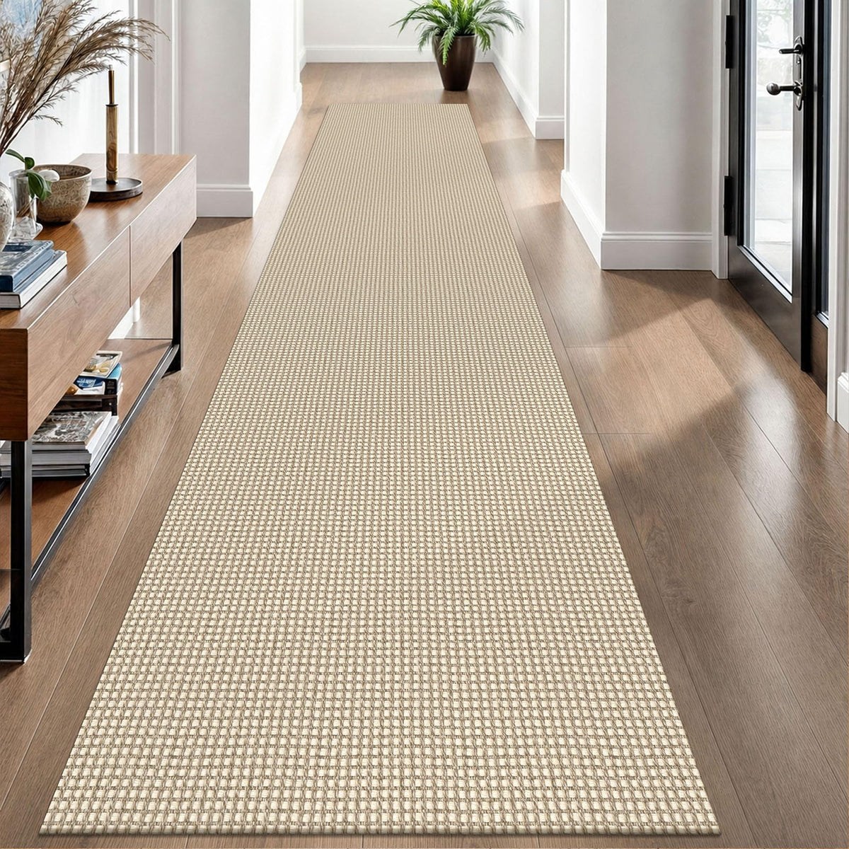 EARTHALL Woven Area Rug 3x5 Ft Washable Rugs for Entryway Braided Non Slip Rubber Backed Throw Rugs Door Mat Indoor Outdoor Entrance Cotton Carpet for Kitchen Foyer Front Door, Orange/Tan/Brown