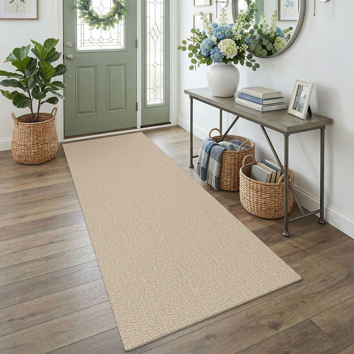 EARTHALL Washable Area Rug, Non Slip Entryway Rug, 4x6 Ft, Sand/Beige