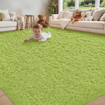 8x10 Area Rug for Living Room,Black Fluffy Shag Non-Slip Bedroom Rugs