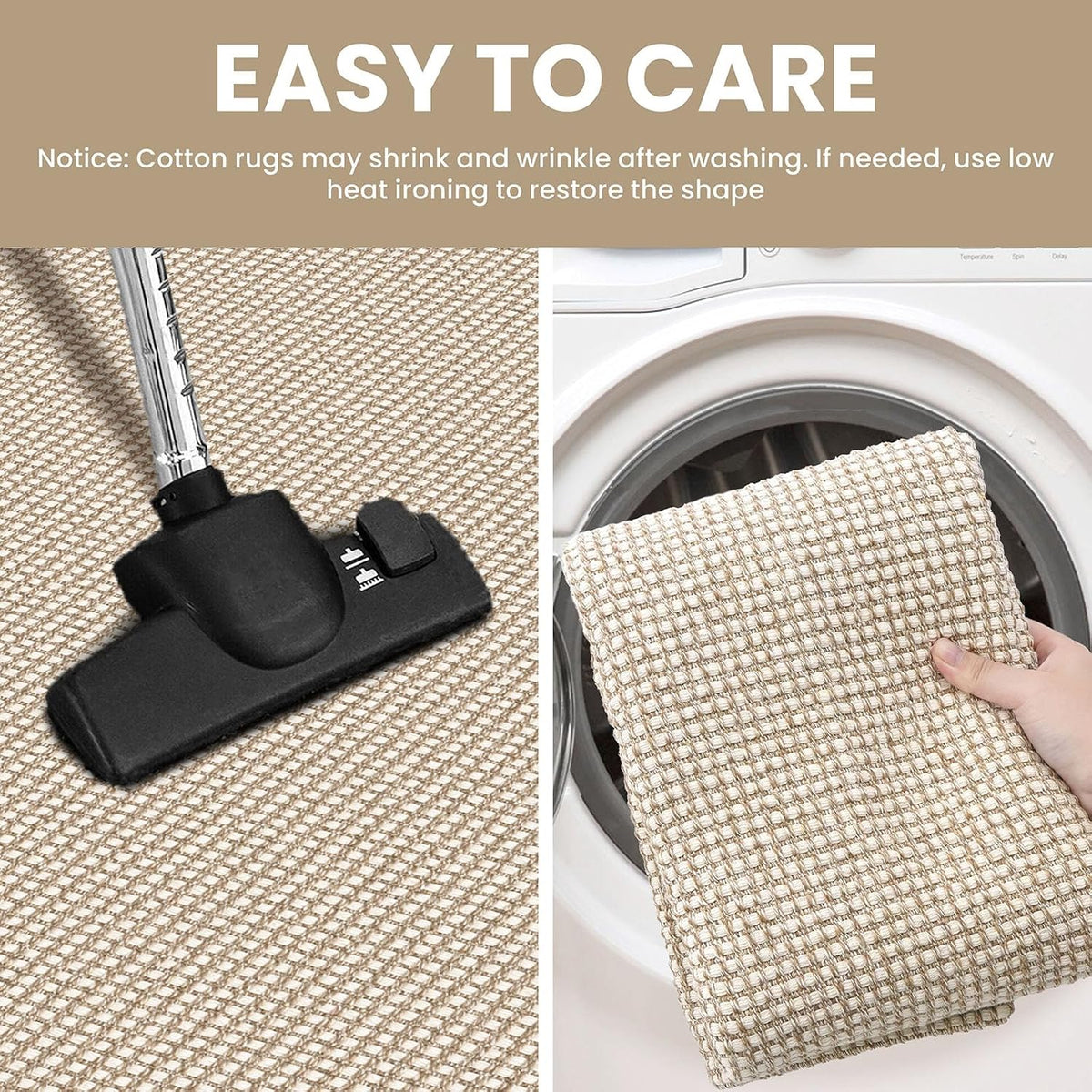 IOHOUZE Small Area Rug 2x3 Washable Woven Rugs for Entryway Non Slip Rubber Backed Front Door Rugs Indoor Doormat Throw Rug Floor Carpet for Entrance Kitchen, Cream/Beige