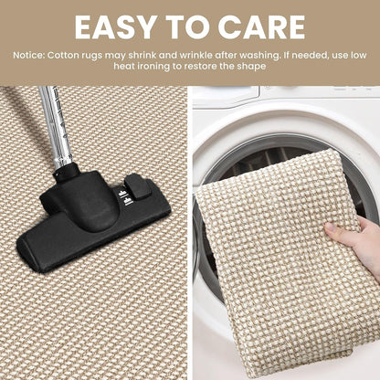 IOHOUZE Small Area Rug 2x3 Washable Woven Rugs for Entryway Non Slip Rubber Backed Front Door Rugs Indoor Doormat Throw Rug Floor Carpet for Entrance Kitchen, Cream/Beige