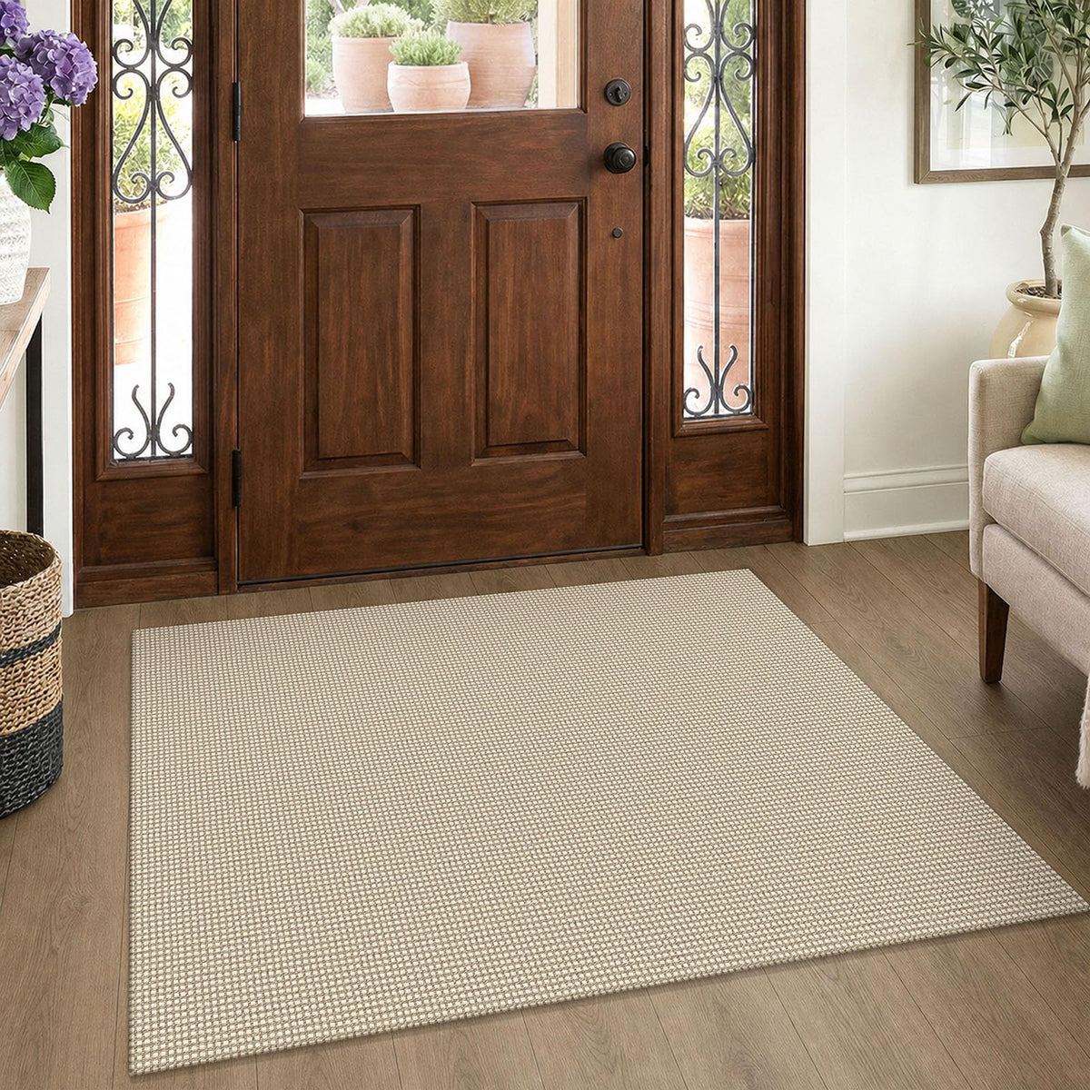 EARTHALL Woven Area Rug 3x5 Ft Washable Rugs for Entryway Braided Non Slip Rubber Backed Throw Rugs Door Mat Indoor Outdoor Entrance Cotton Carpet for Kitchen Foyer Front Door, Orange/Tan/Brown