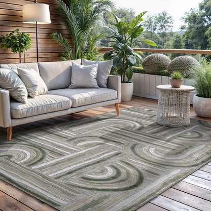 CAMILSON Indoor Outdoor Rug, Multi 5x7 Leaf Tropical Botanical Area Rugs for Indoor and Outdoor patios, Easy-Cleaning Non-Shedding Living Room, Garden and Kitchen Washable Outside Carpet (5 x 7)