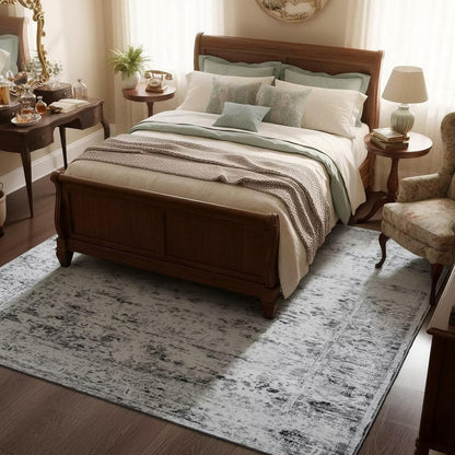 Washable 6x9 Area Rug for Living Room, Non-Slip Large Grey Bedroom Rugs