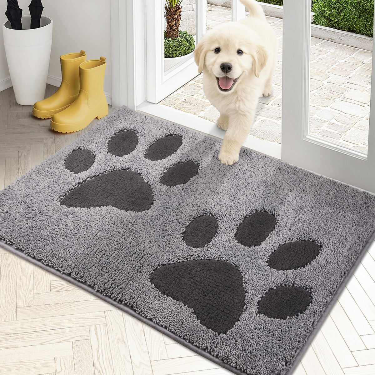 PURRUGS Dirt Trapping Door Mat Indoor Entrance, 32" x 47", Grey