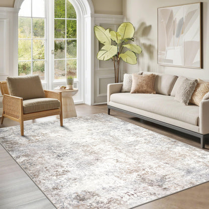 Washable Rugs 8x10 Area Rug for Living Room,Bedroom,Dining Room-Beige Green