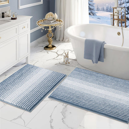 BSICPRO Bathroom Rugs Sets 2 Piece, Modern Bath Mat 20"x47"+20"x32", Blue