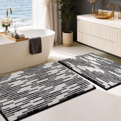 BSICPRO Bathroom Rugs Sets 2 Piece, Modern Bath Mat 20"x47"+20"x32", Blue