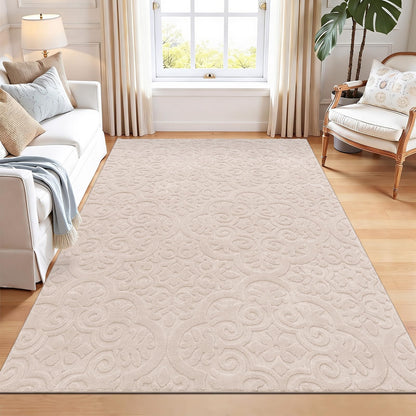 U'Artlines 6x9ft Washable Area Rug for Living Room,Neutral Beige Rugs